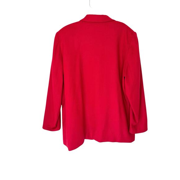 Vintage Dark Red Single Button Oversized Academia Preppy Wool Blazer Size 16 - Picture 12 of 15